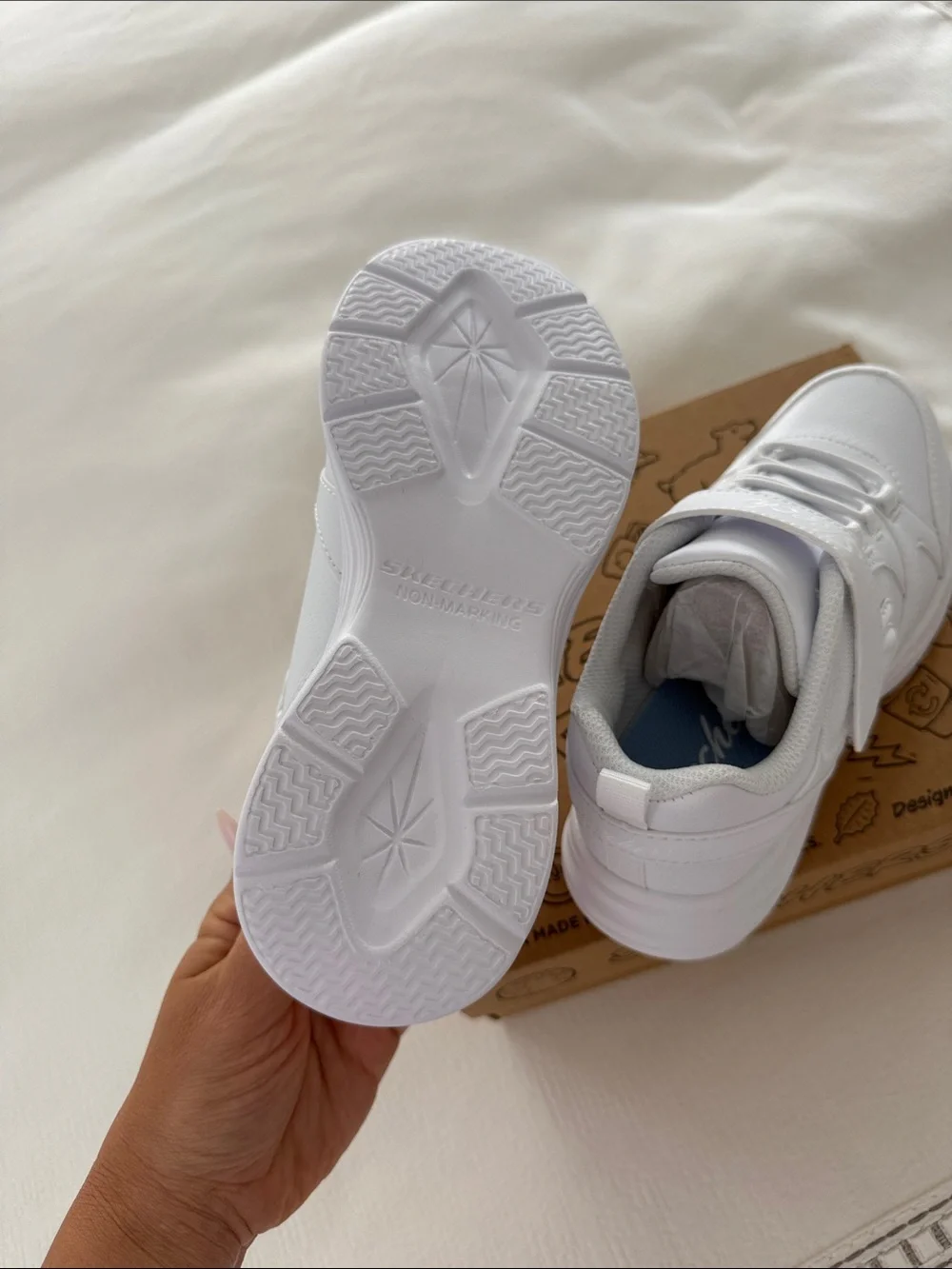 Skechers Kids White Velcro Athletic Sneakers